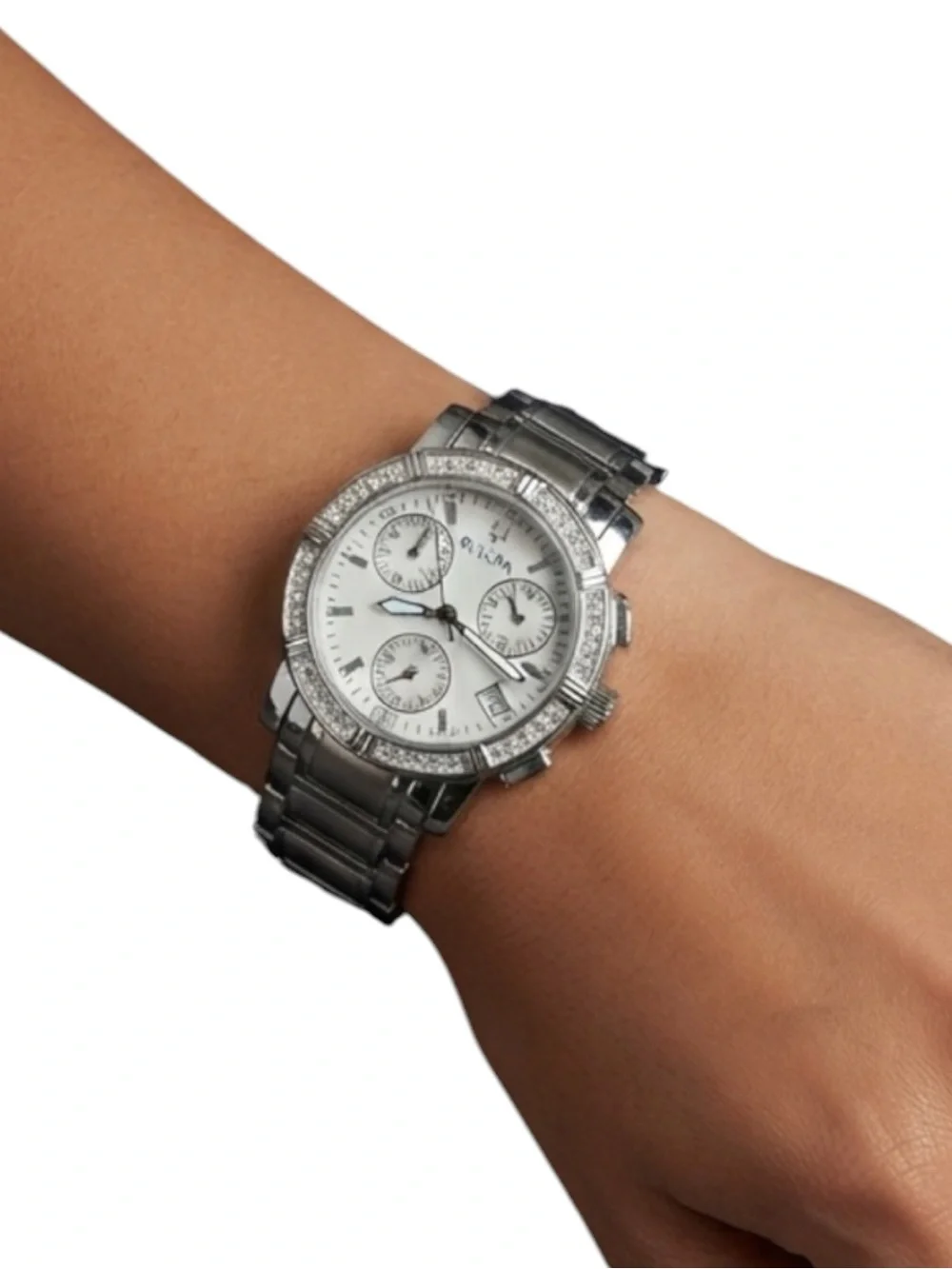 Bulova Stainless Steel 16 Diamond Chronograph Bracelet Watch